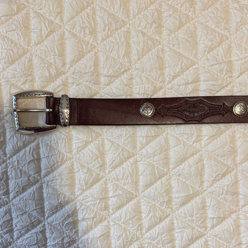 Brown Leather Brighton Western Belt with Silver Buckle